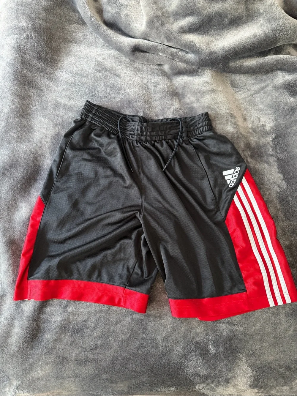 Adidas Black Athletic Shorts with White Logo - Size M